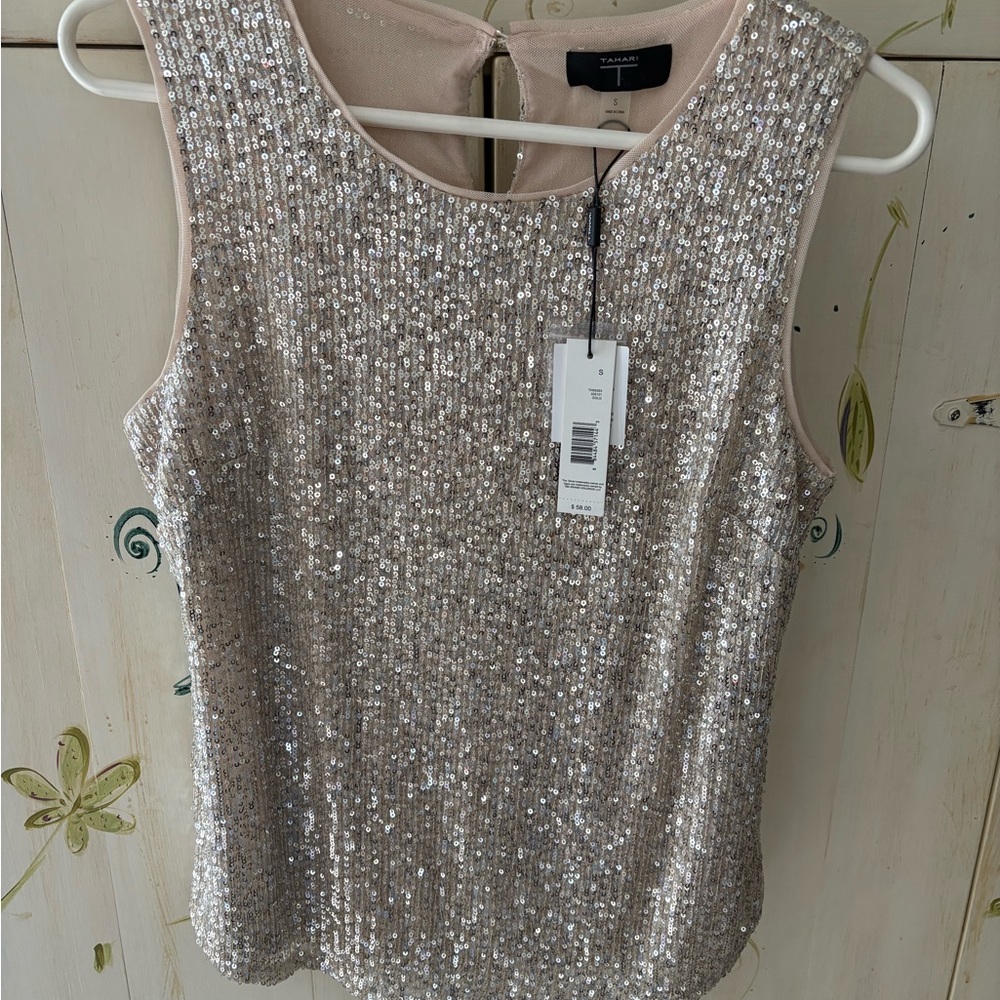 Tahari Sequin Sleeveless Top